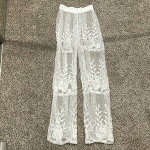 sheer white lace pants